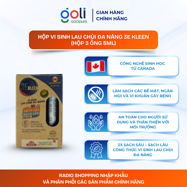 Chai xịt đa năng 3E KLEEN làm sạch các vết bẩn [Hộp 3 ống 5ml]